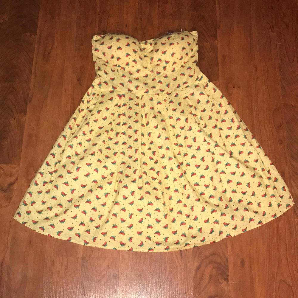 Yellow bird pint dress
